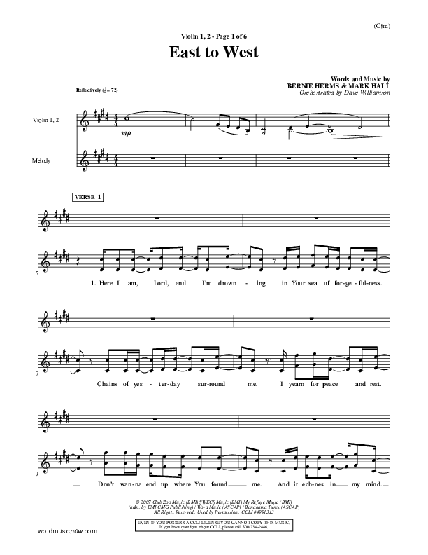 East To West Violin 1/2 (Mark Hall)