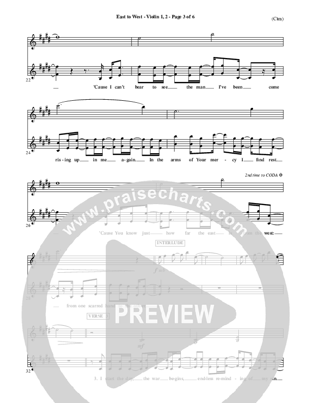 East To West Violin 1/2 (Mark Hall)