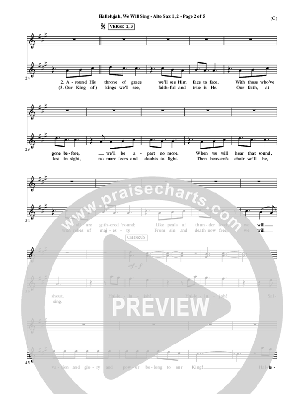 Hallelujah We Will Sing Alto Sax 1/2 (Tommy Walker)