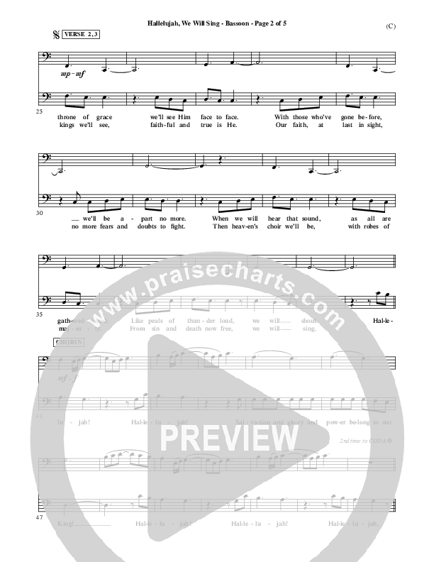 Hallelujah We Will Sing Bassoon (Tommy Walker)