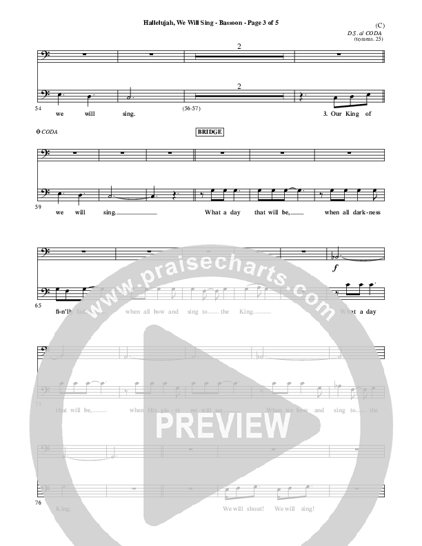 Hallelujah We Will Sing Bassoon (Tommy Walker)