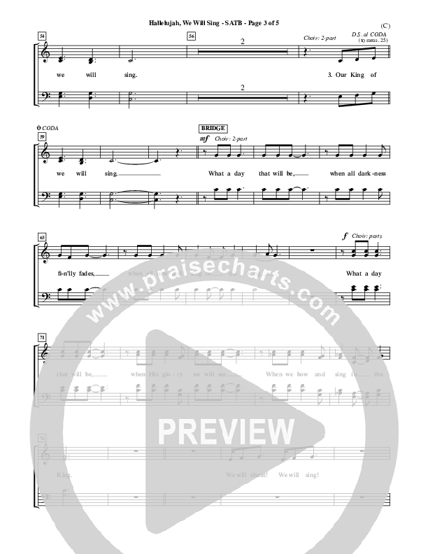 Hallelujah We Will Sing Choir Vocals (SATB) (Tommy Walker)