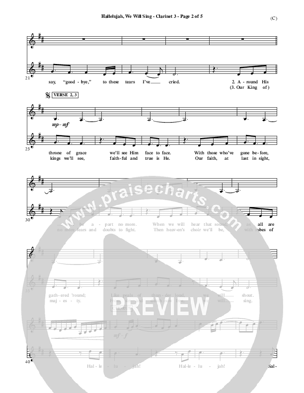 Hallelujah We Will Sing Clarinet 3 (Tommy Walker)