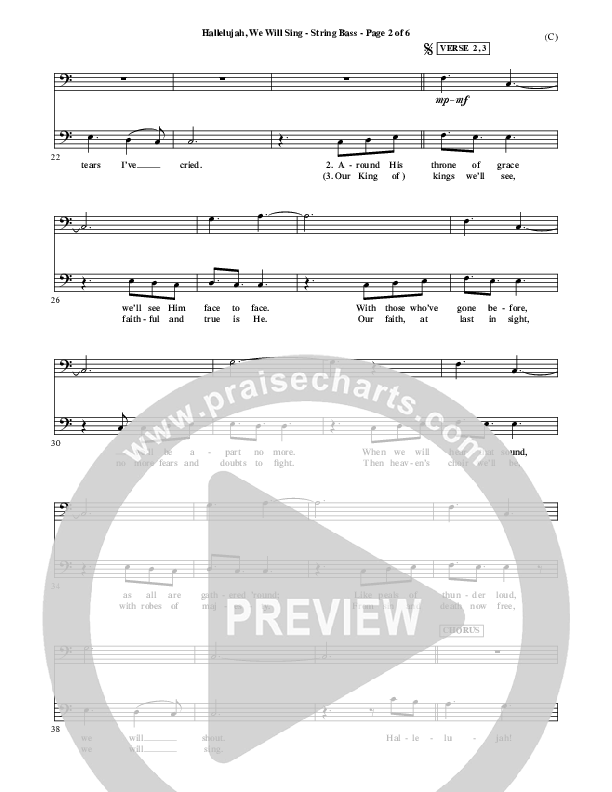 Hallelujah We Will Sing Double Bass (Tommy Walker)