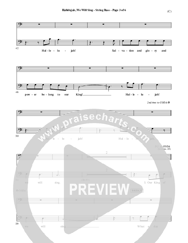 Hallelujah We Will Sing Double Bass (Tommy Walker)