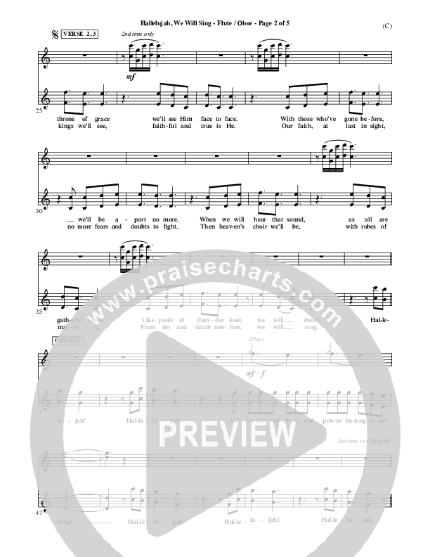 Hallelujah We Will Sing Flute/Oboe (Tommy Walker)