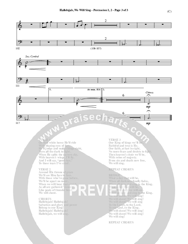 Hallelujah We Will Sing Percussion 1/2 (Tommy Walker)