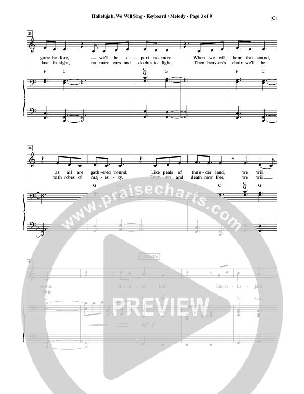 Hallelujah We Will Sing Piano/Vocal (Tommy Walker)