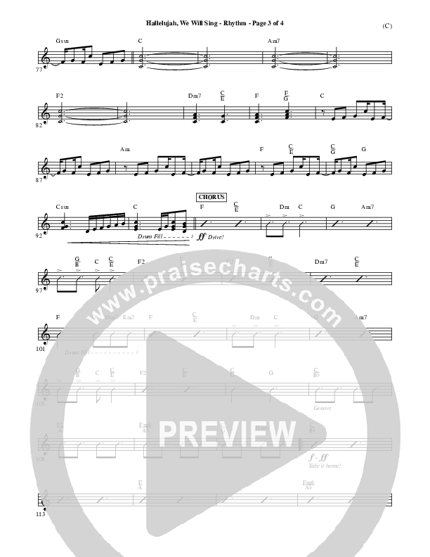 Hallelujah We Will Sing Rhythm Chart (Tommy Walker)