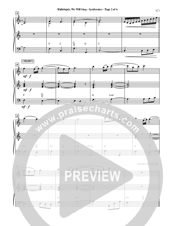 Hallelujah We Will Sing Synth (Tommy Walker)