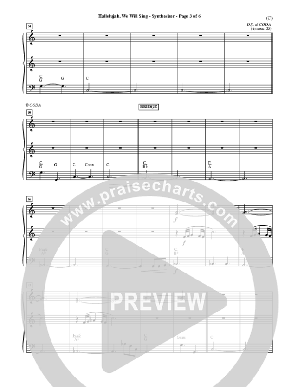 Hallelujah We Will Sing Synth (Tommy Walker)