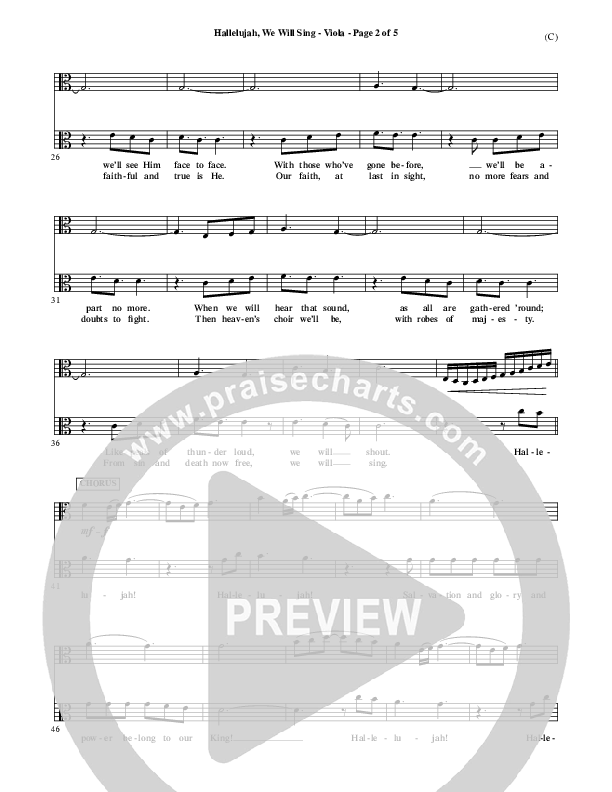 Hallelujah We Will Sing Viola (Tommy Walker)