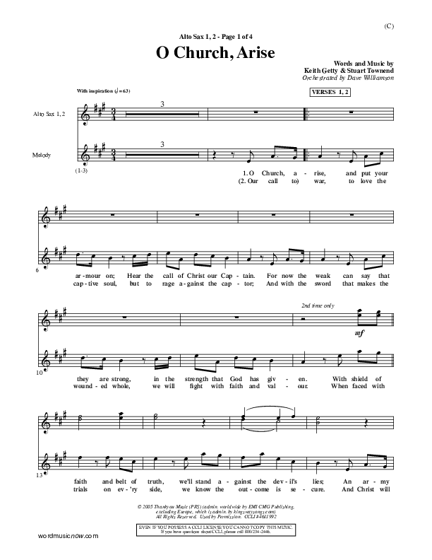 O Church Arise Alto Sax 1/2 (Keith & Kristyn Getty)
