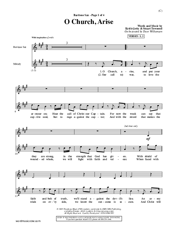 O Church Arise Bari Sax (Keith & Kristyn Getty)