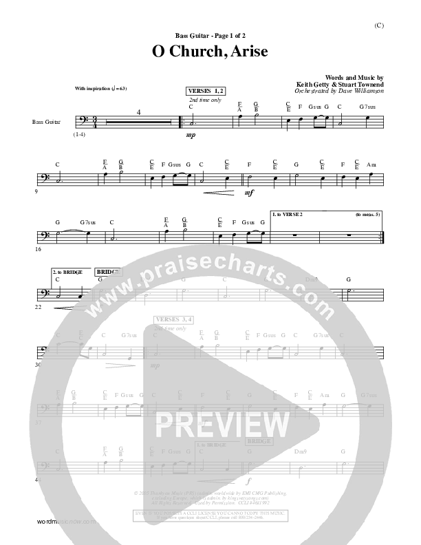 O Church Arise Bass Guitar (Keith & Kristyn Getty)