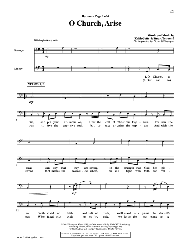 O Church Arise Bassoon (Keith & Kristyn Getty)