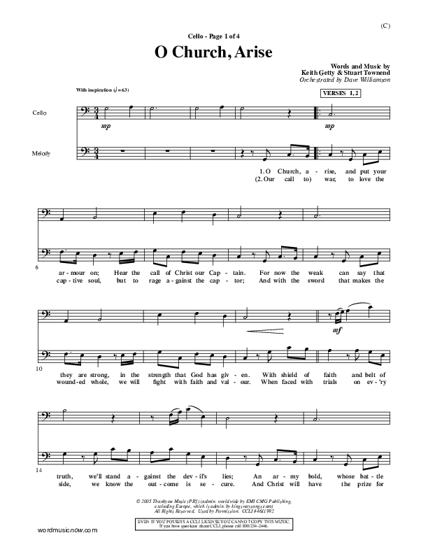 O Church Arise Cello (Keith & Kristyn Getty)