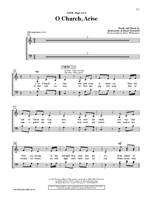 O Church Arise Choir Sheet (SATB) (Keith & Kristyn Getty)