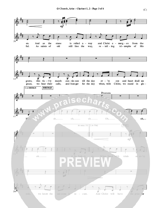 O Church Arise Clarinet 1/2 (Keith & Kristyn Getty)