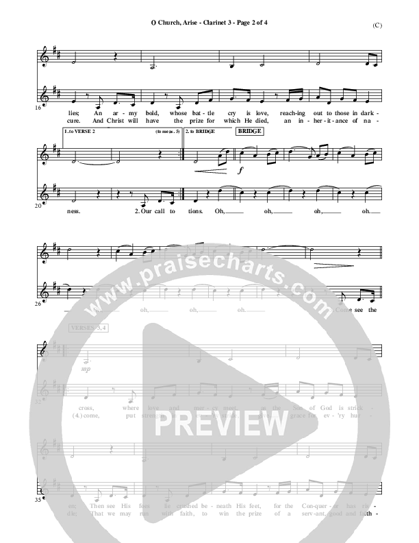 O Church Arise Clarinet 3 (Keith & Kristyn Getty)