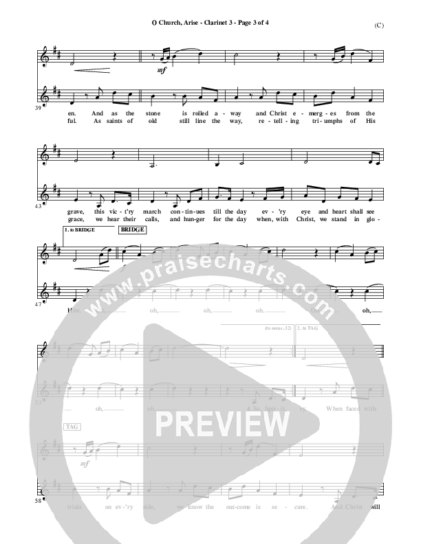 O Church Arise Clarinet 3 (Keith & Kristyn Getty)