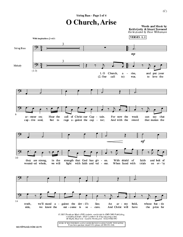 O Church Arise Double Bass (Keith & Kristyn Getty)