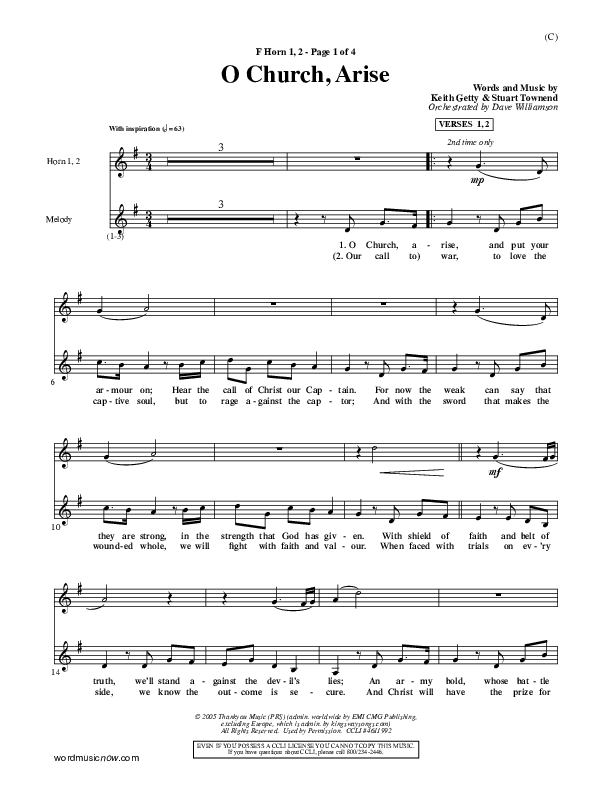 O Church Arise French Horn 1/2 (Keith & Kristyn Getty)