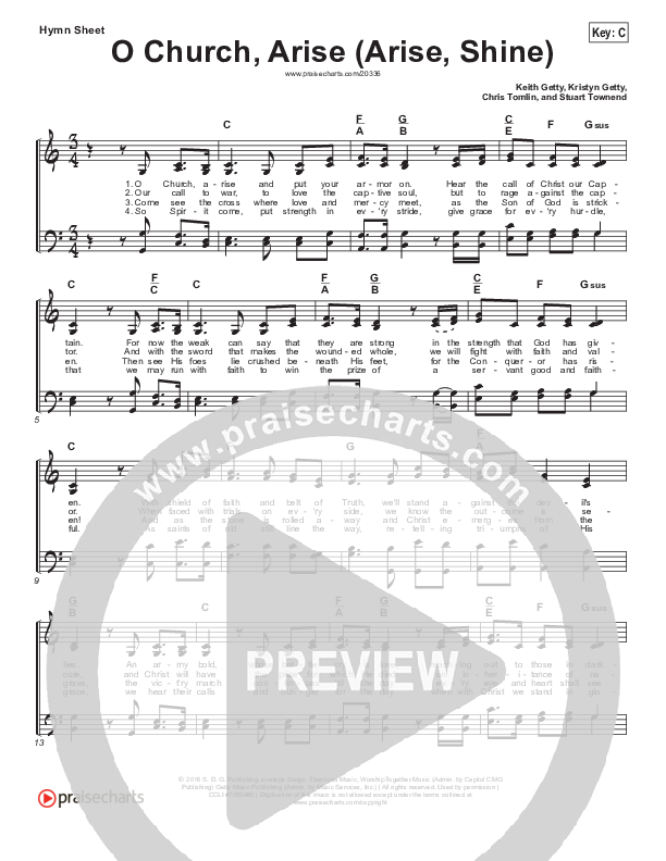 O Church Arise Hymn Sheet (Keith & Kristyn Getty)