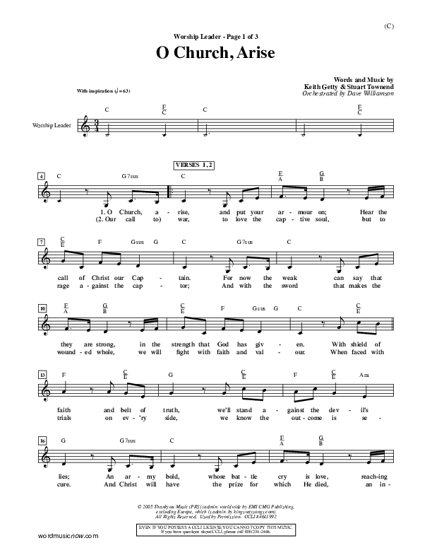 O Church Arise Lead Sheet (Keith & Kristyn Getty)