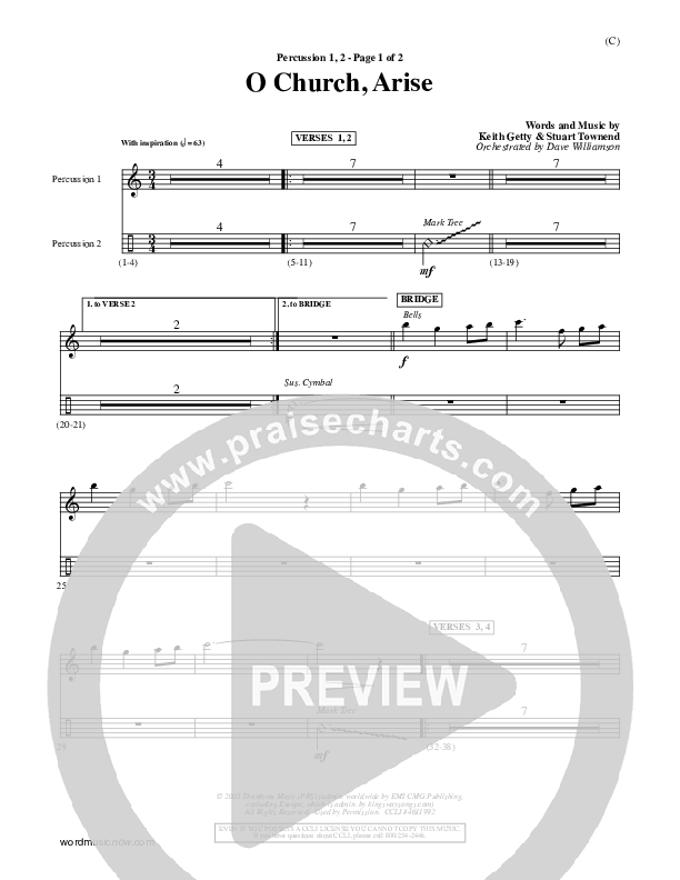 O Church Arise Percussion 1/2 (Keith & Kristyn Getty)