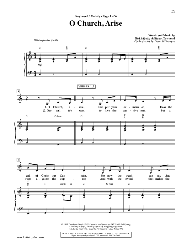 O Church Arise Piano/Vocal (Keith & Kristyn Getty)