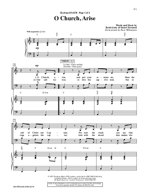 O Church Arise Piano/Vocal (SATB) (Keith & Kristyn Getty)