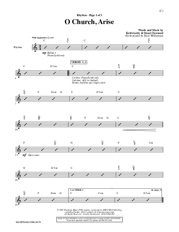 O Church Arise Rhythm Chart (Keith & Kristyn Getty)