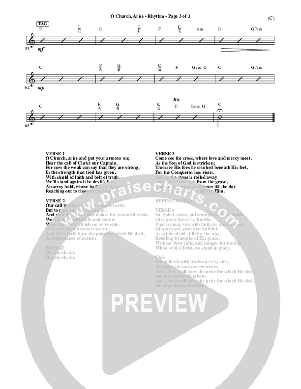 O Church Arise Rhythm Chart (Keith & Kristyn Getty)