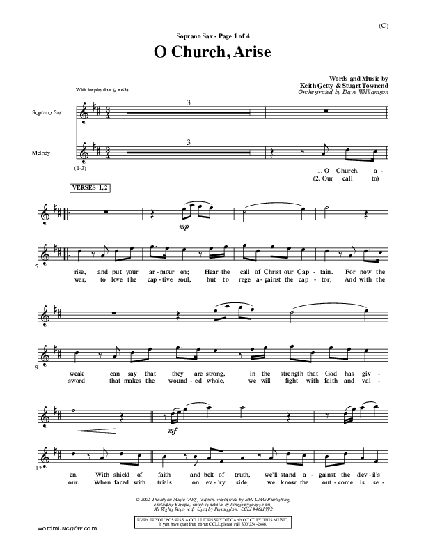 O Church Arise Soprano Sax (Keith & Kristyn Getty)