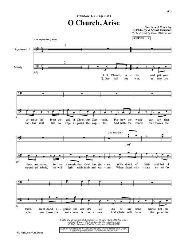 O Church Arise Trombone 1/2 (Keith & Kristyn Getty)