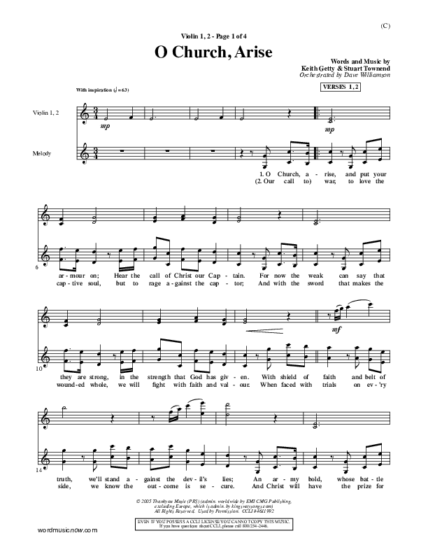 O Church Arise Violin 1/2 (Keith & Kristyn Getty)