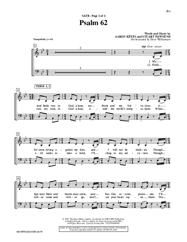 Psalm 62 Choir Sheet (SATB) (Stuart Townend)