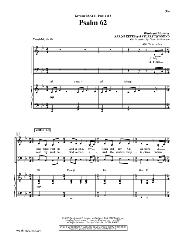 Psalm 62 Piano/Vocal (SATB) (Stuart Townend)