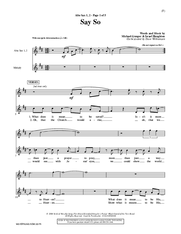 Say So Alto Sax 1/2 (Israel Houghton)