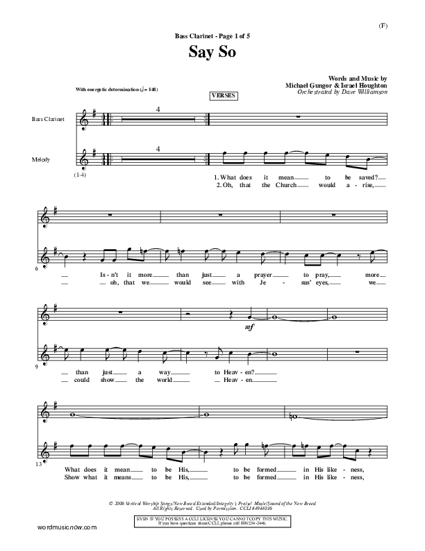 Say So Bass Clarinet (Israel Houghton)