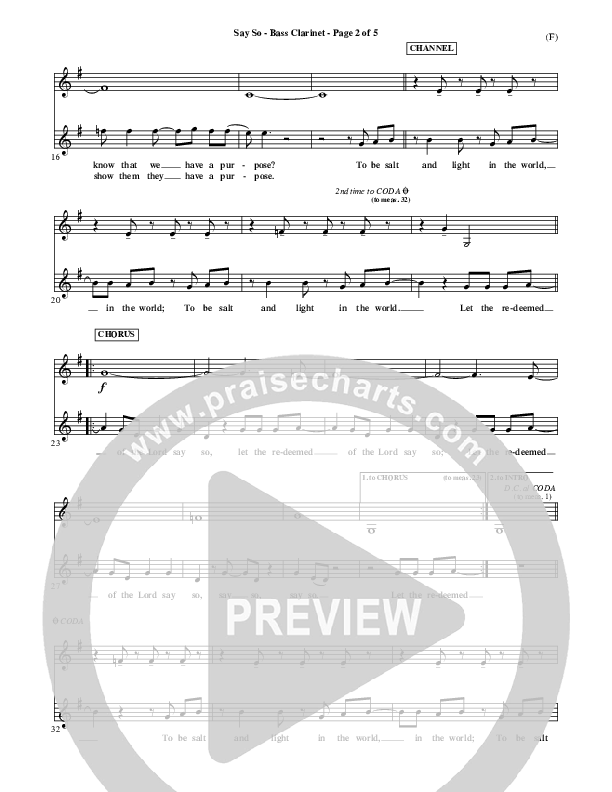 Say So Bass Clarinet (Israel Houghton)