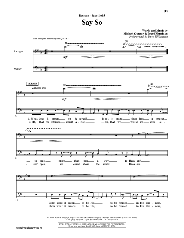 Say So Bassoon (Israel Houghton)