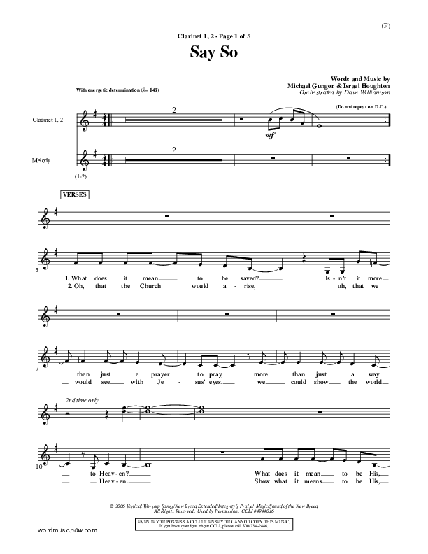 Say So Clarinet 1/2 (Israel Houghton)