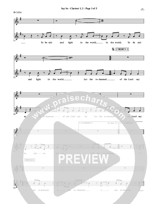 Say So Clarinet 1/2 (Israel Houghton)