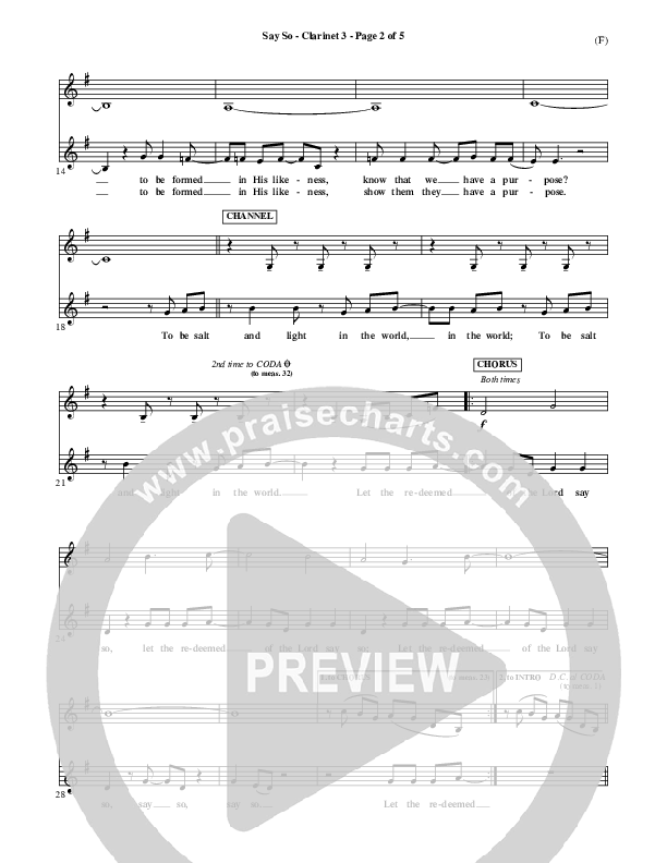 Say So Clarinet 3 (Israel Houghton)