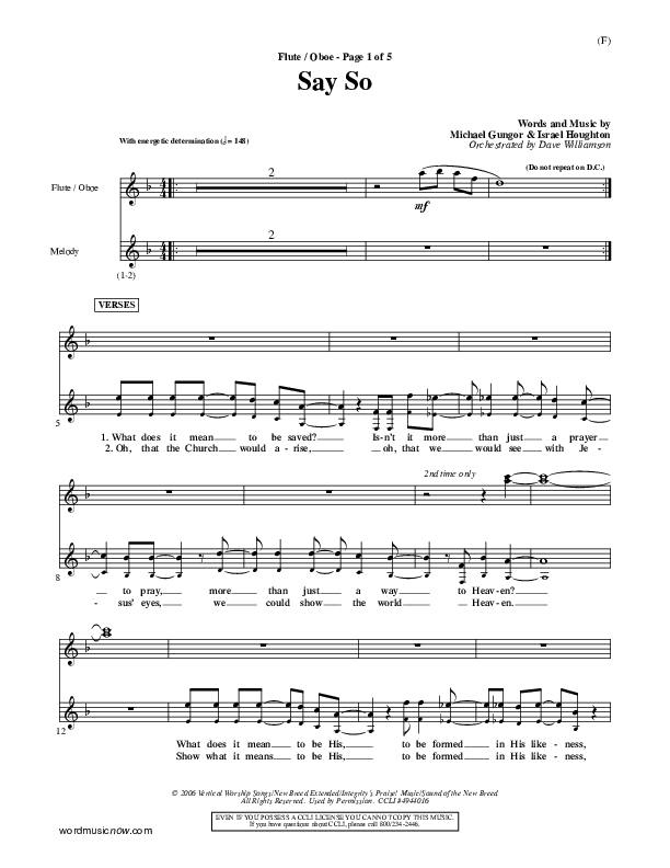 Say So Flute/Oboe (Israel Houghton)