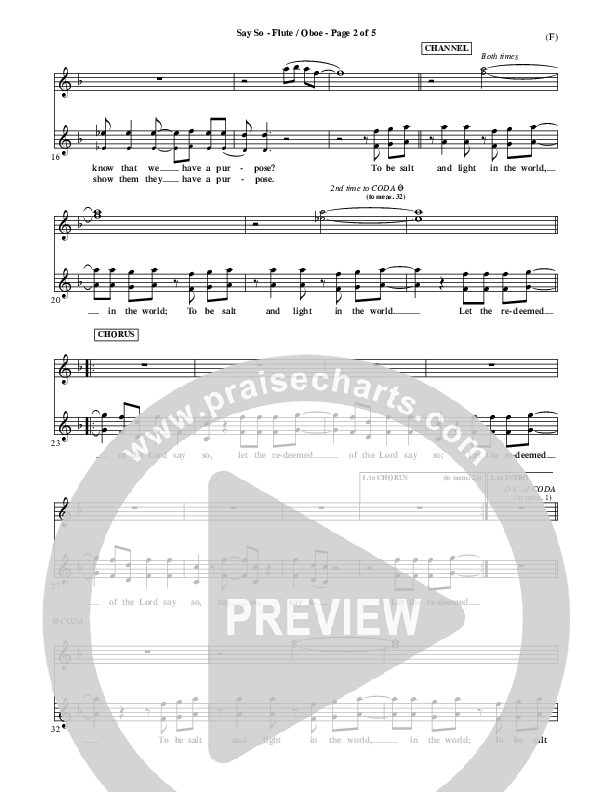 Say So Flute/Oboe (Israel Houghton)