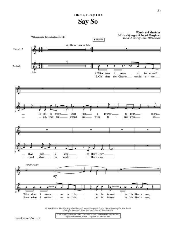 Say So French Horn 1/2 (Israel Houghton)