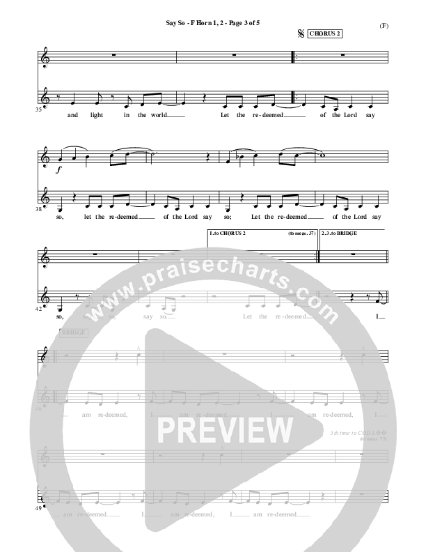 Say So French Horn 1/2 (Israel Houghton)